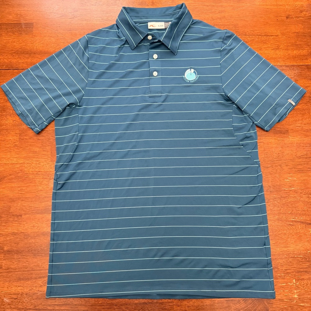 KJUS Men's Size M 50 Polo Shirt Striped Golf Performance‎ UPF 50+